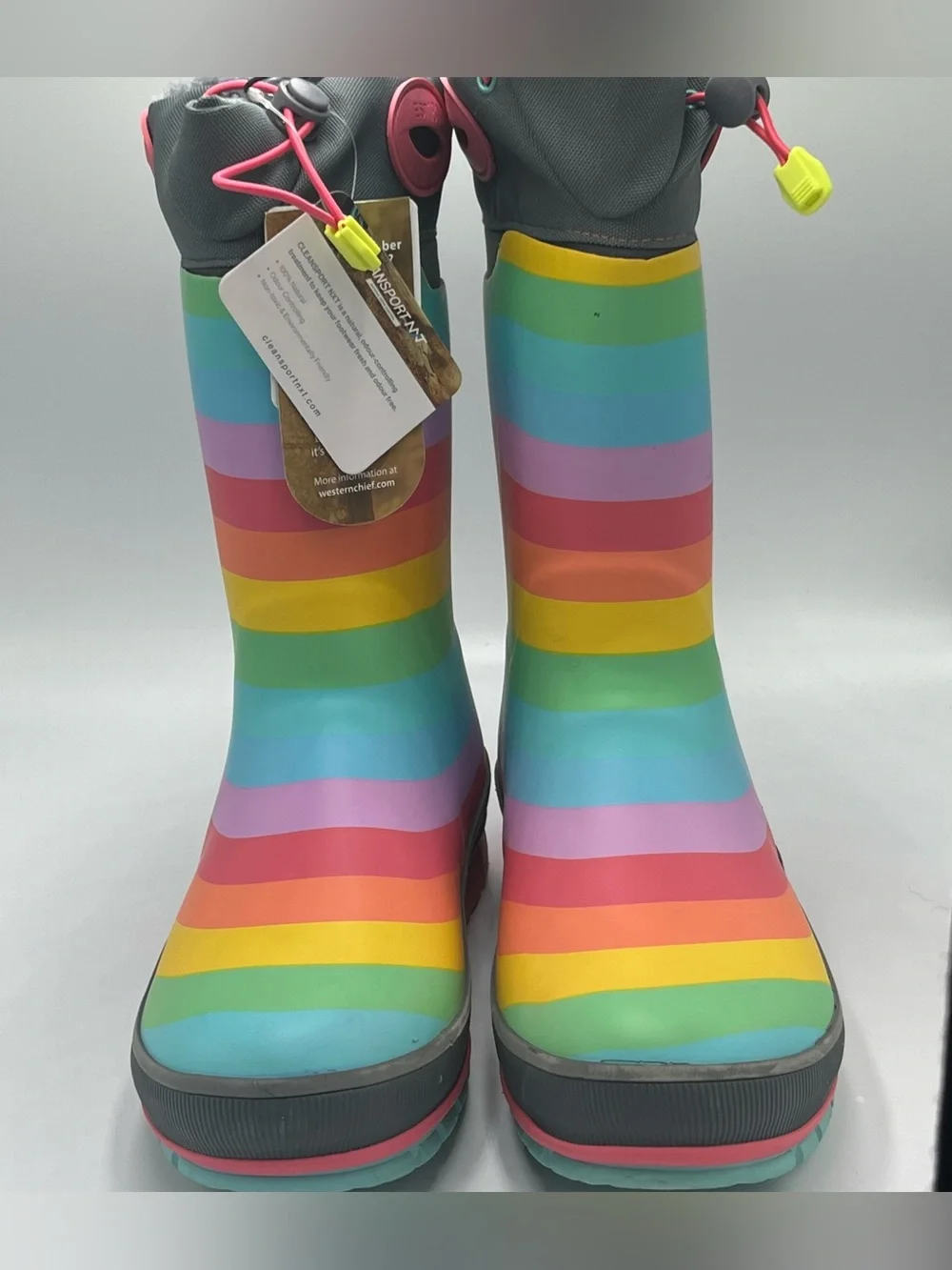 Western Chief Rainbow Rules Winterprene Waterproof Fur Lined Rain Boots Kids 6